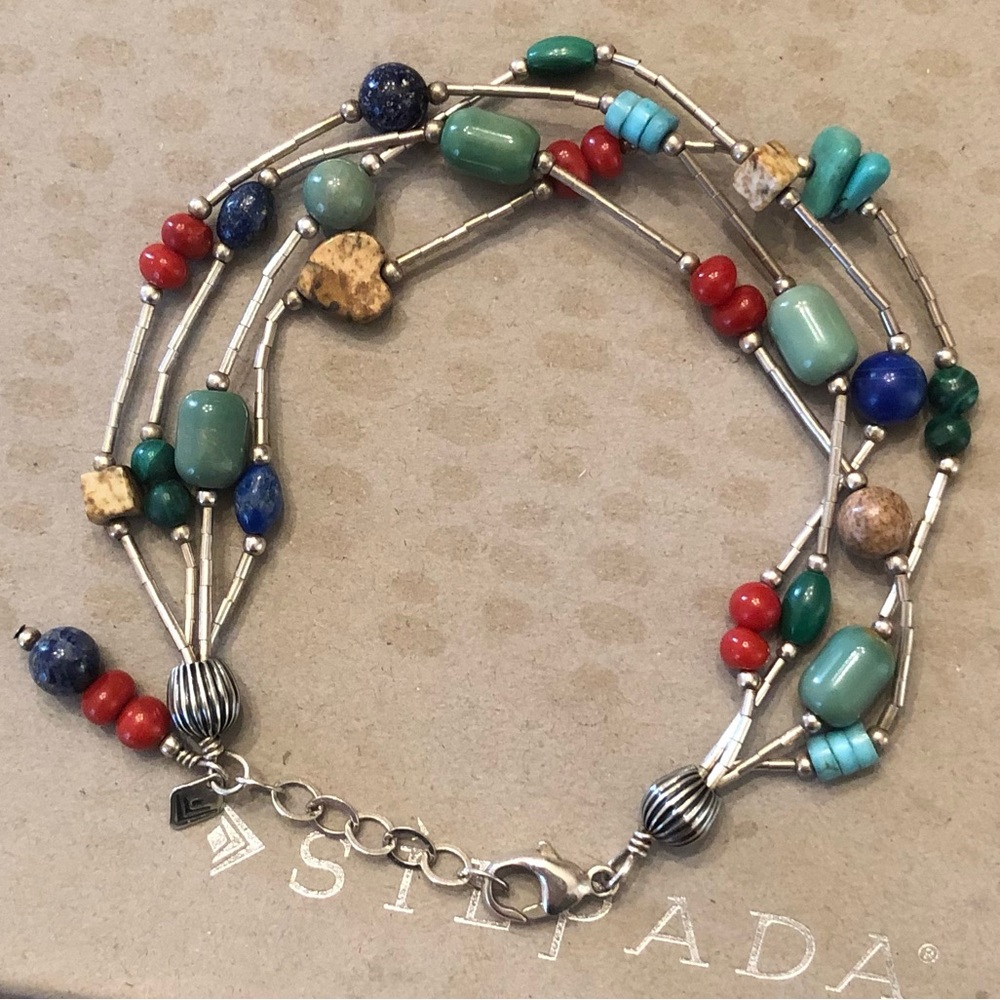 Silpada Sterling Silver Lapis Turquoise Picture Jasper Coral Bracelet B0788 - Picture 5 of 16